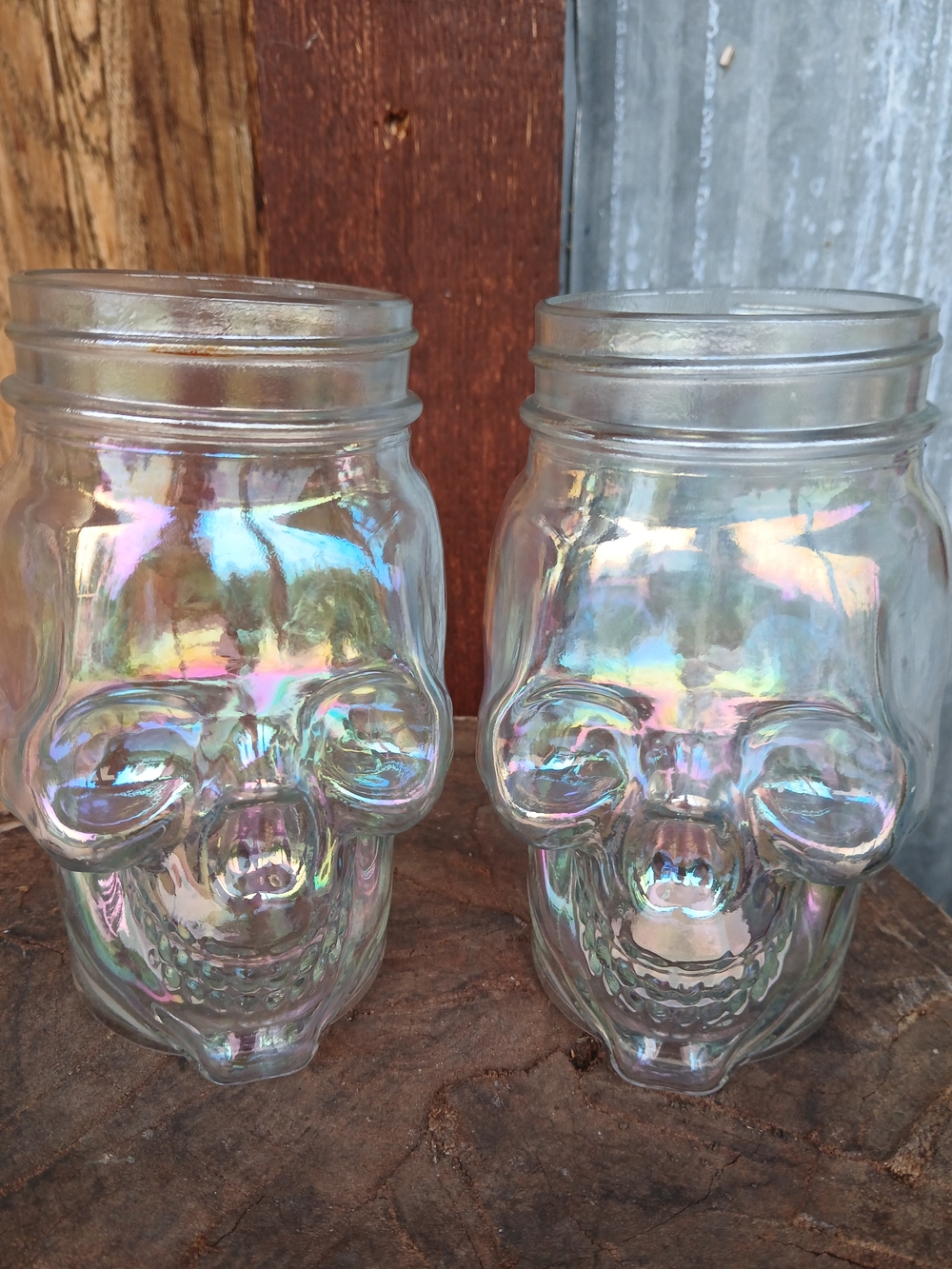 Skull Mugs Iridescent Jars (Set of 2) Way To Celebrate!